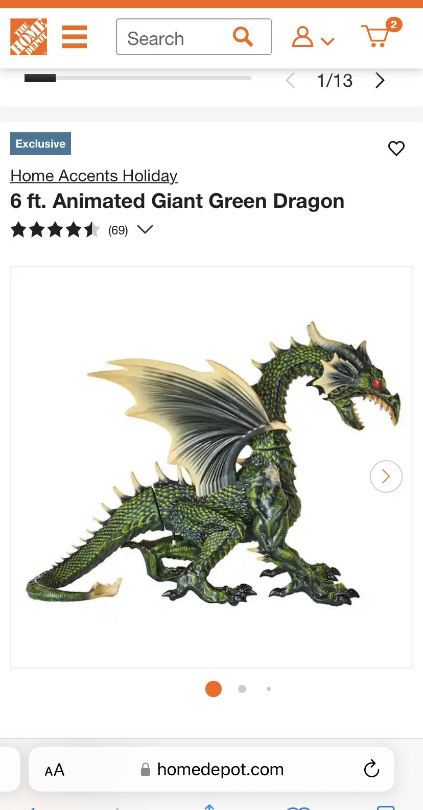 6 Foot Animatronic Dragon (w/ Fog Machine!) From Home Depot SOLD OUT
