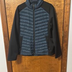 32 Degrees Heat Jacket Mens Size XL Puffer Down Teal / Black Full Zip Adult