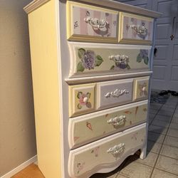 Beautiful hand painted dresser nightstand, and kids table
