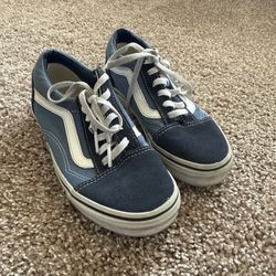 Vans Old Skool Blue Skateboard Shoes Sneakers Kids Size 1