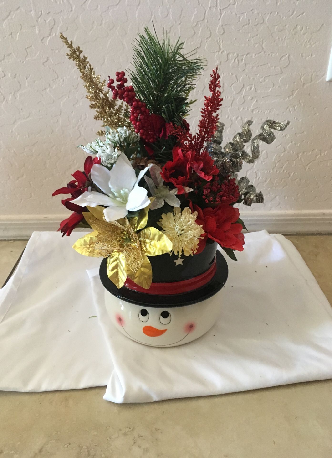 Snowman floral arrangement