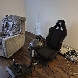 Thrustmaster T300rs Ferrari Racing simulator with manual shifter and Racing seat