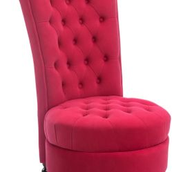 Homcom Velvet Chesterfield High Back Accent Chair, Tufted Armless Design, Red