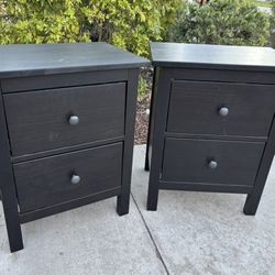 Black Solid Wood Hemnes Dresser Chest Nightstand Set 