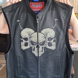 Leather Motorcycle Vest (reflective) 