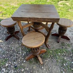 Wood Table  With Stools