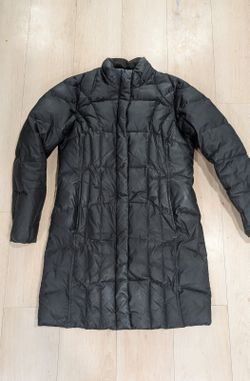 Womens Eddie Bauer Goose Down Quilted Long Black 700 Fill Puffer Jacket Size S
