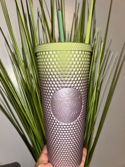 Starbucks Fall 2024 Green & Purple Metallic Venti STUDDED Tumbler Cold Cup 24oz