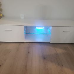 LED WHITE TV STAND w/ storage 