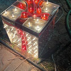 Outdoor Christmas Light Gift Box Lights Up /  2 Sides Don’t Lite Up 