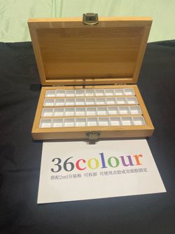 Watercolor Paint Palette Set 36 Empty Half Pans 4x6 Inch Wooden Travel Box Case for Acrylic Gouache Painting Amateur Hobbyists Painting Artists Lovers