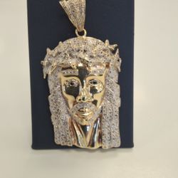 Jesus Face Religious Pendant 10k Yellow Gold 