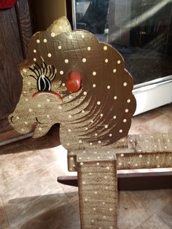 Hurry Hurry Now brown designed hardwood collectible rocking horse !