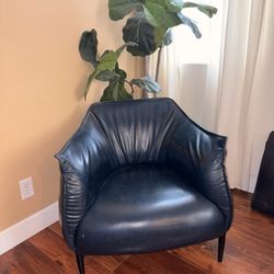 Navy blue Accent Leather Chair Furniture 
