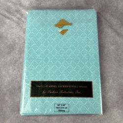 Fashion Industries Turquoise Vinyl Flannel Backed Tablecloth 60x84 Oblong