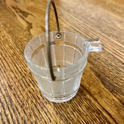 Vintage Hazel-Atlas Clear Glass Bucket Toothpick/Match Holder Ashtray w/ Handle