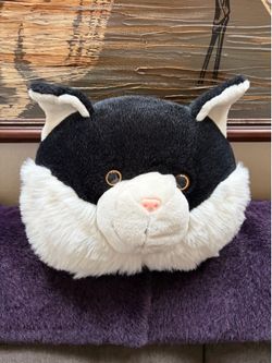 Fat Muffins Tuxedo Cat Plush Head