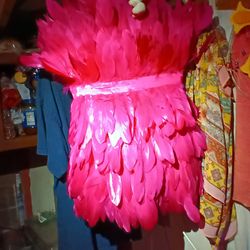 Pink feathered dress size M