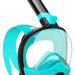 Full Face Snorkel Mask, Snorkeling Gear for Adults Kids with Latest Dry Top Breathing System and Detachable Camera Mount, with 180 Degree Panoramic Vi
