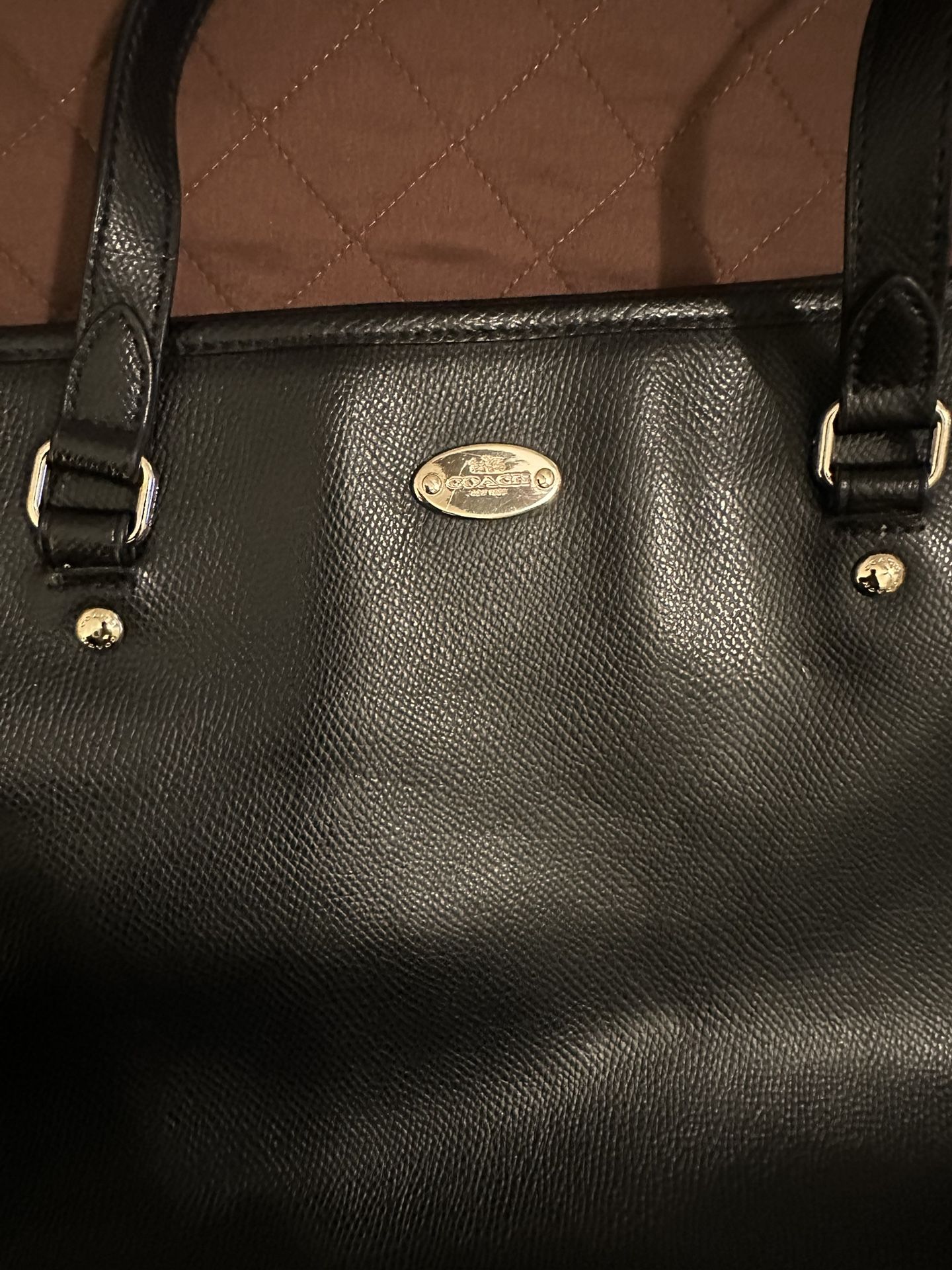 Coach Black Leather Shoulder Bag Tote - Very Good Condition