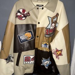Rare Vintage Raw Blue Bomber Jacket 2XL Men's 90's 80's NBA NHL basketball