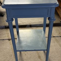 Vintage Sea Green Painted Wood End Table Square