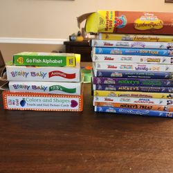 Disney DVD's And Brainy Baby Flash Cards 