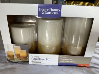 Flickering Gold Brass Candles Set