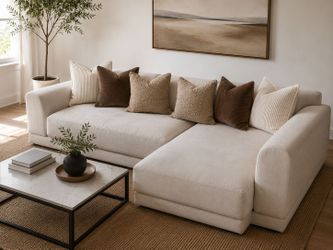 Crate & Barrel Modern Beige Modular Sectional Sofa | Deep Seat Designer Couch