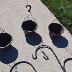 2 Shepherds Hooks, 6' Tall, Single & Double Hook, Flower Pots