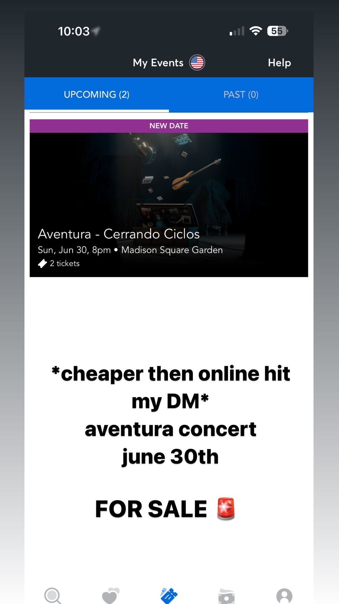 2 Aventura Tickets For sale.
