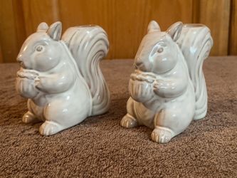 Set of 2 Target Room Essentials Gray Ceramic Squirrel Candle Holders