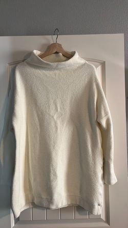 Cream Oversized Turtleneck Knit Sweater