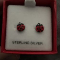 ladybug sterling silver earrings