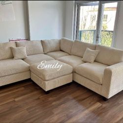 Beautiful 4-Pc Corduroy Sectional Sofa Set 