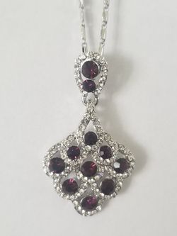 Necklace, stone silver color