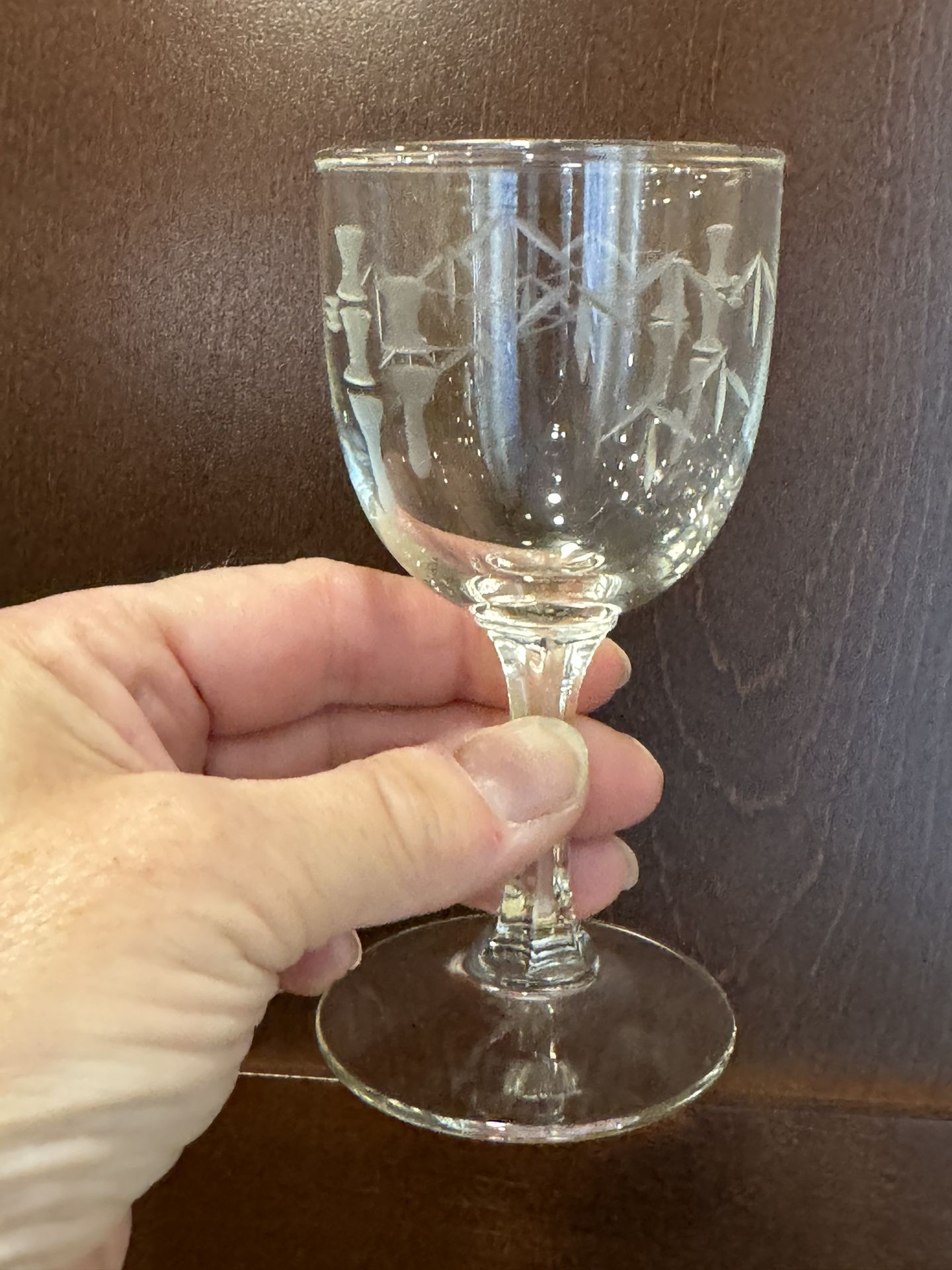 Crystal Stemmed Sherry Glasses And Stemmed Shot Glass