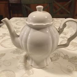 White Ceramic Tea Pot  (New)