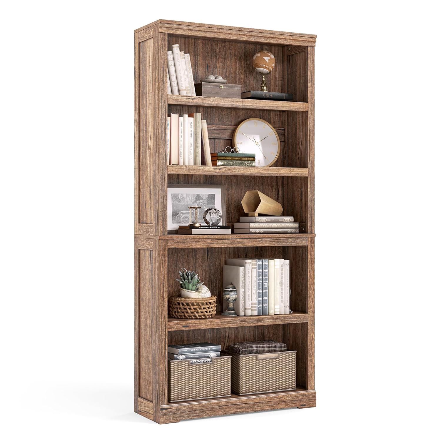 LINSY HOME 5-Shelf Bookcase, Bookshelves Floor Standing Display Storage Shelves 68 in Tall Bookcase Home Decor Furniture for Home Office, Living Room,