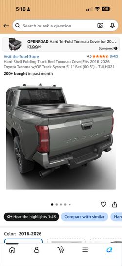 Hard Tri-Fold Tonneau Cover for Toyota Tacoma