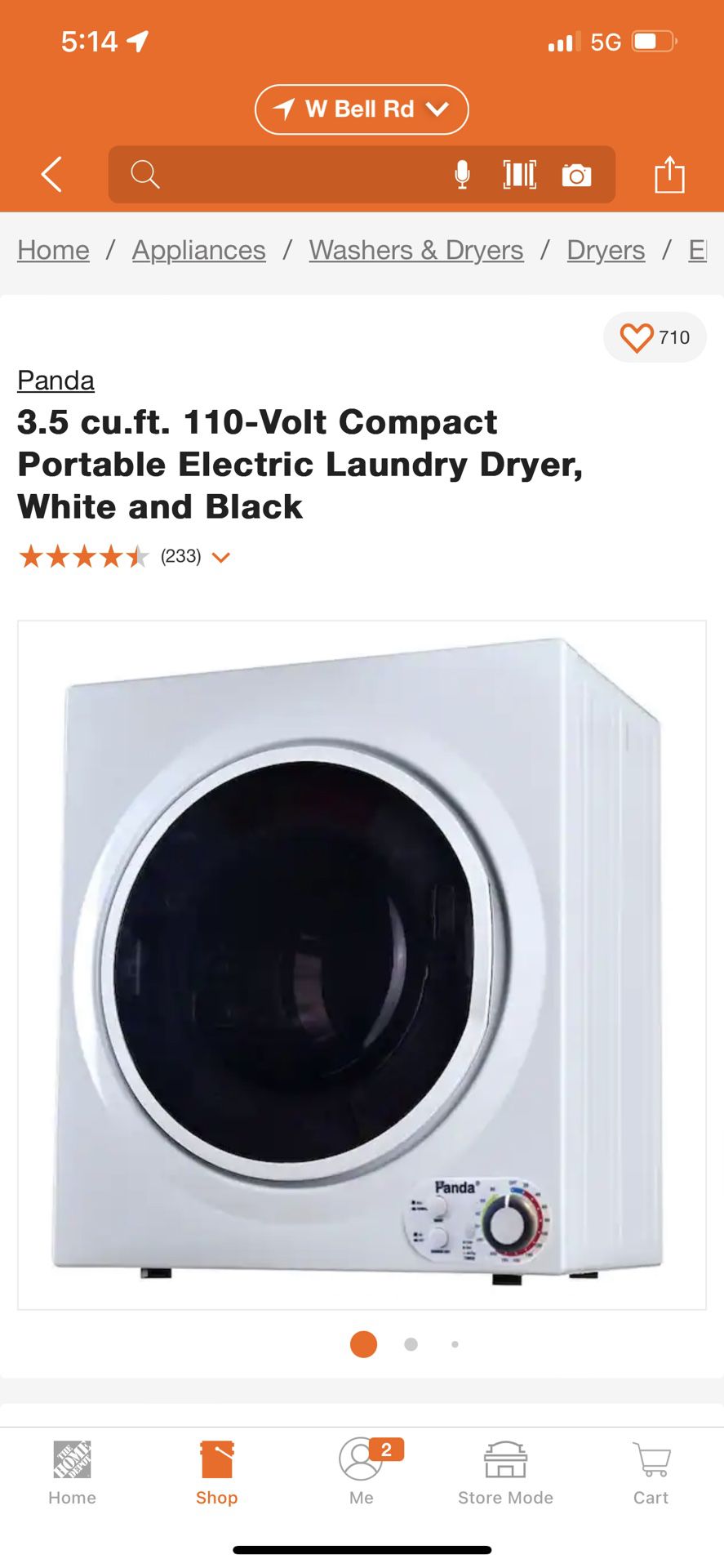 Panda 3.5 cu.ft. 110-Volt Compact Portable Electric Laundry Dryer