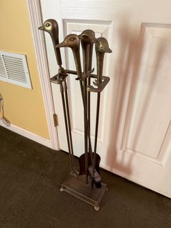Brass Duck Head Fireplace Tool Set Vintage 1970’s