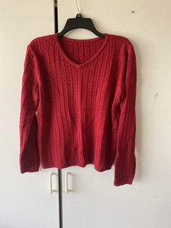 Red v-neck sweater- Large