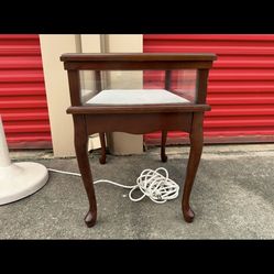 See-through display glass end table