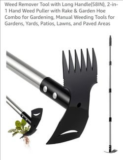BRAND NEW - 2-in-1 Hand Weed Puller with Rake & Garden Hoe Combo