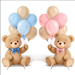 Twin Teddy Bear with Balloons Clipart Print