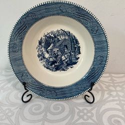 VNTG Currier & Ives 9.25” Vegetable Bowl Maple Sugaring USA Stamped ID EUC
