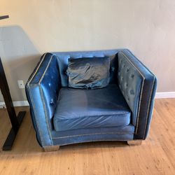 Modern Velvet Blue Armchair 