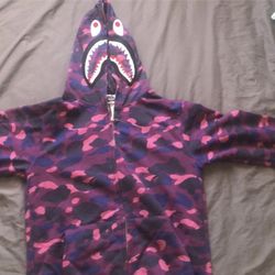 Bape color camo shark full zip hoodie on sale purple