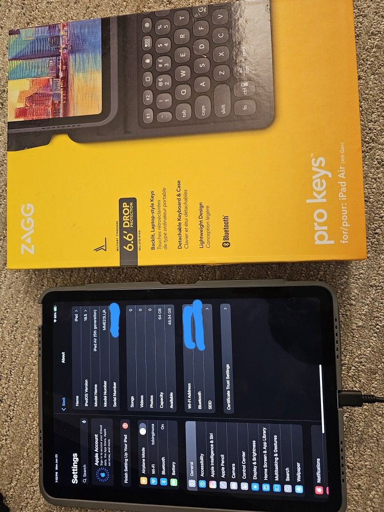 iPad Air 5th Gen + Zagg Pro Key
